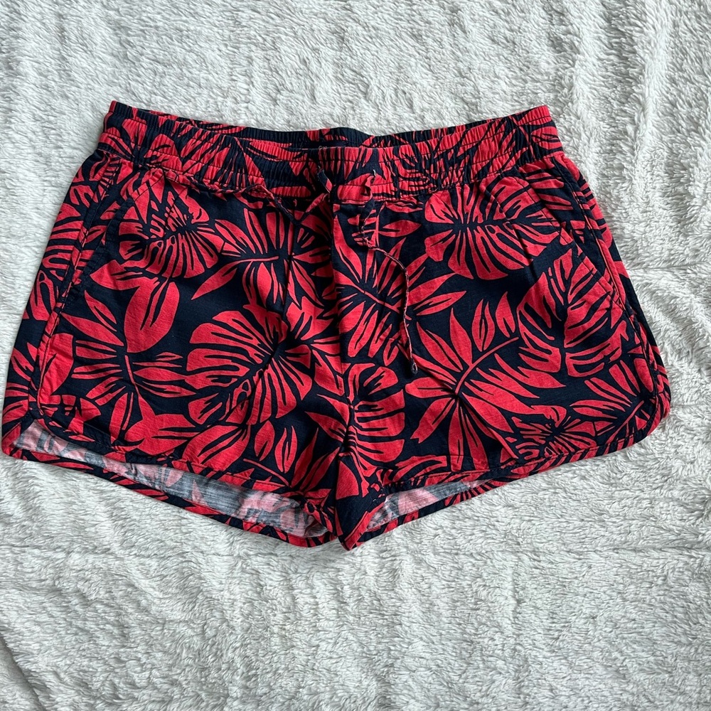 Gap Tropical Red Navy Linen Shorts
